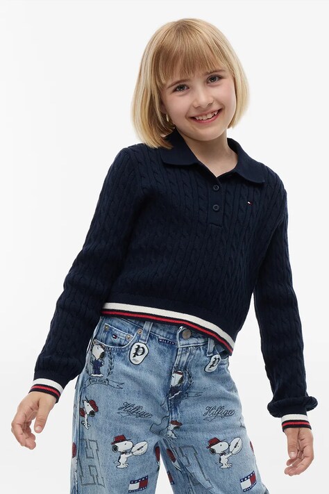 Tommy Hilfiger Sweter dziecięcy bawełniany granatowy KG0KG09682