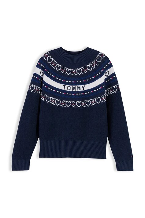 Tommy Hilfiger Sweter dziecięcy bawełniany granatowy KG0KG09712