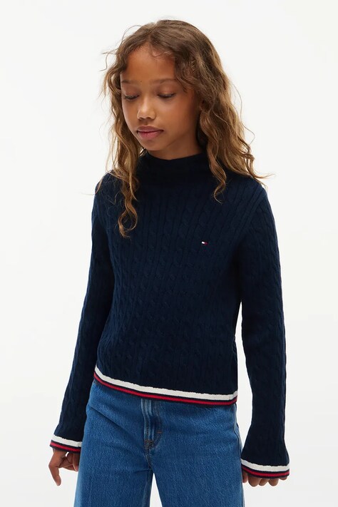Tommy Hilfiger Sweter dziecięcy bawełniany granatowy KG0KG09681