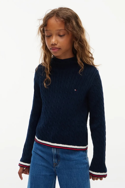 Tommy Hilfiger Sweter dziecięcy bawełniany granatowy KG0KG09681