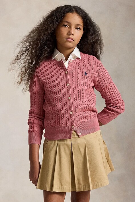 Polo Ralph Lauren Kardigan za djecu od pamuka rozi 313543047510