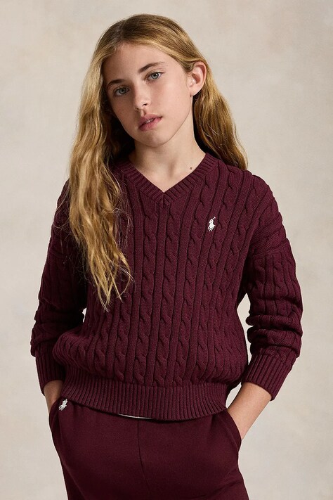 Polo Ralph Lauren sveter detský bavlnený burgundský 313A11238005