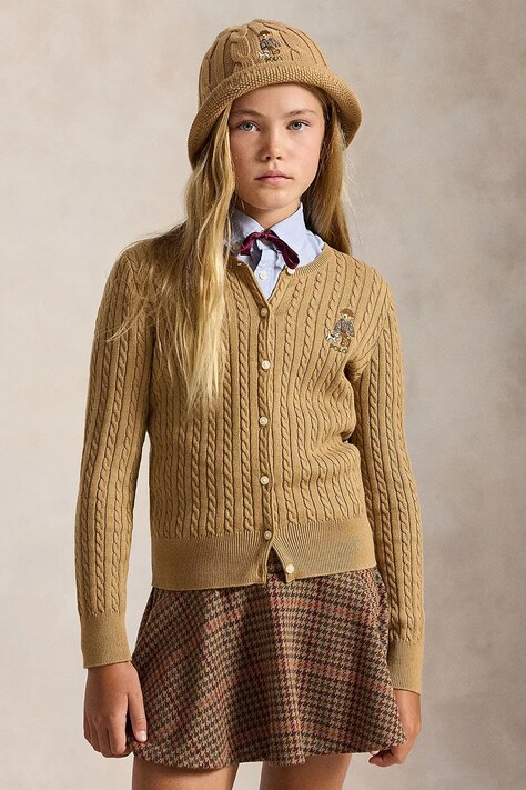 Polo Ralph Lauren Kardigan za djecu od pamuka smeđi 313919829501
