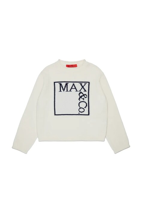Max&Co. Pulover otroški z volno MAXK21F KNITWEAR bel MX0233