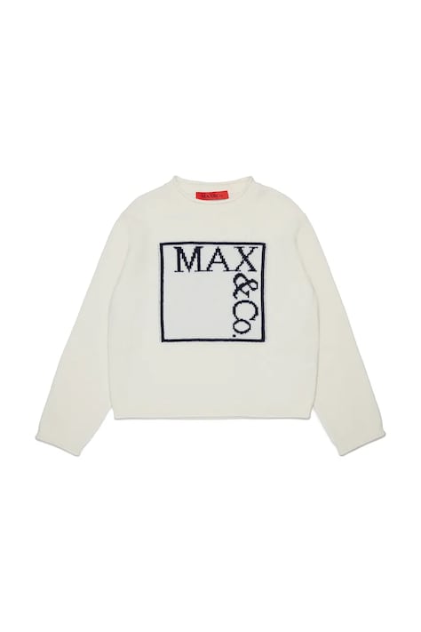 Max&Co. Pulover otroški z volno MAXK21F KNITWEAR bel MX0233