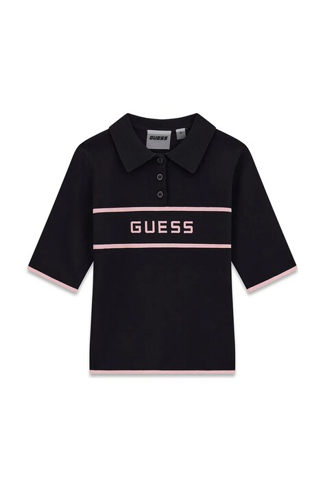 Guess sweter z krótkim rękawem dziecięcy z wiskozą czarny J6YR16 Z1089