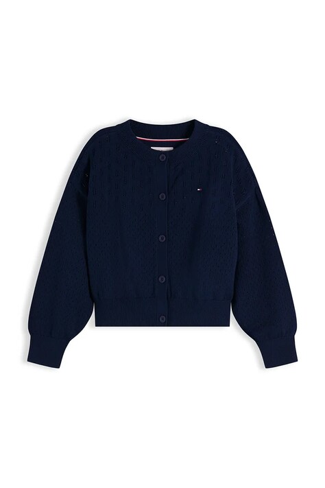 Tommy Hilfiger kardigan dziecięcy bawełniany granatowy KG0KG09503
