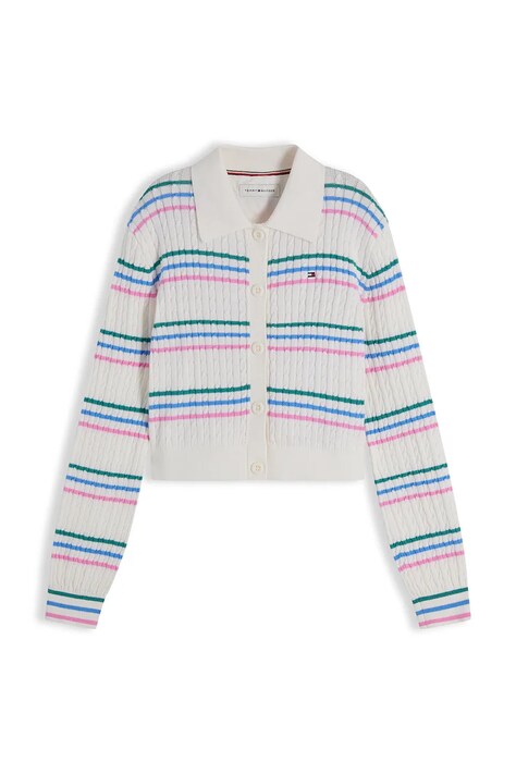 Tommy Hilfiger kardigan dziecięcy z bawełną biały KG0KG09429