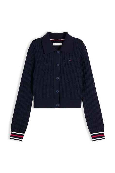 Tommy Hilfiger kardigan dziecięcy z bawełną granatowy KG0KG09429