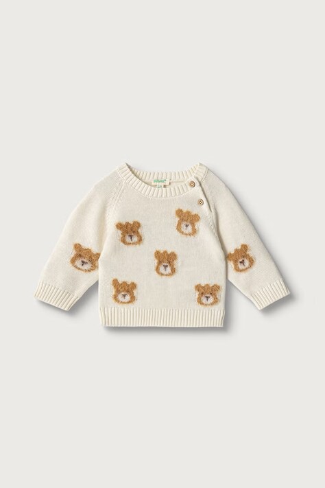 United Colors of Benetton Sweter niemowlęcy z bawełną beżowy 1PQ1B101N