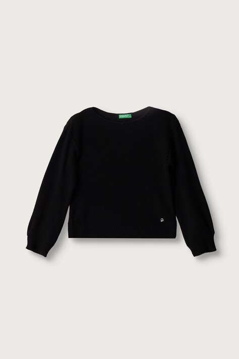 United Colors of Benetton Sweter dziecięcy z dodatkiem wełny czarny 126WC108Q