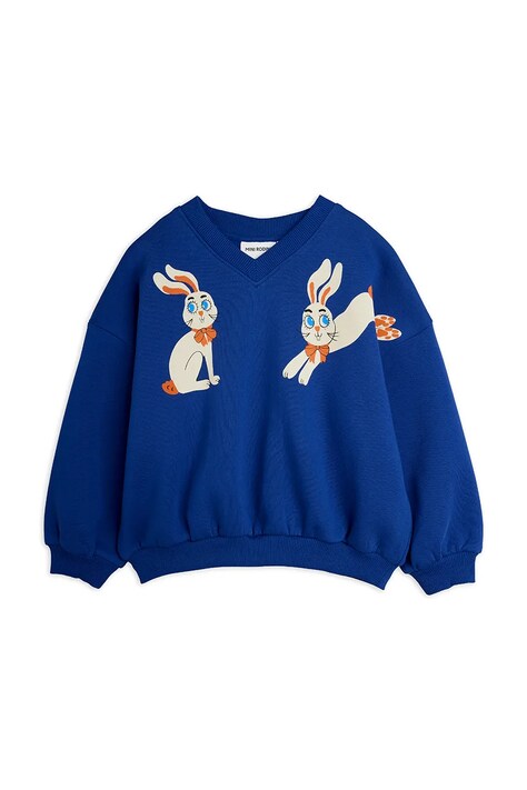 Mini Rodini Bluza dziecięca bawełniana Rabbits niebieska 26720101