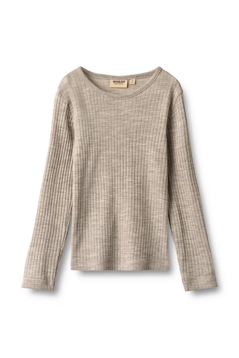 Wheat Longsleeve dziecięcy z wełną merino zielony 2182-781 RWS