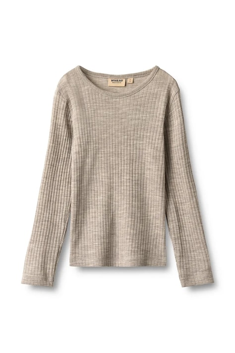 Wheat Longsleeve dziecięcy z wełną merino zielony 2182-781 RWS