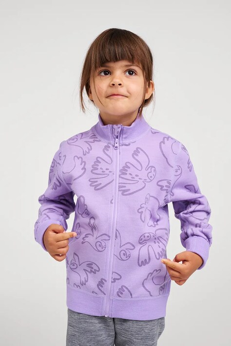Reima Sweter rozpinany dziecięcy z wełną merino Mahin fioletowy 5200038B
