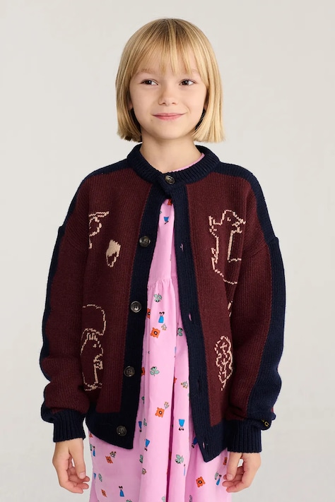Bobo Choses Cardigan per bambini con misto lana Forest granata B226AC134