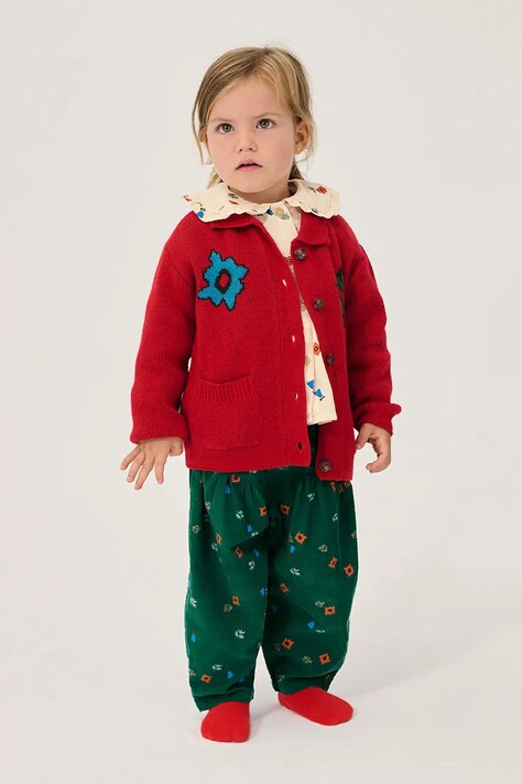 Bobo Choses Kardigán detský s prímesou vlny Blossom červený B226AB109