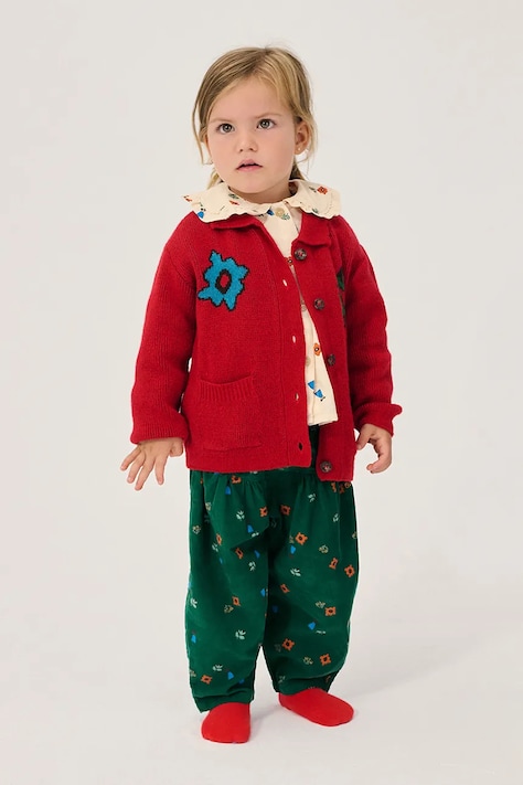 Bobo Choses Kardigán detský s prímesou vlny Blossom červený B226AB109
