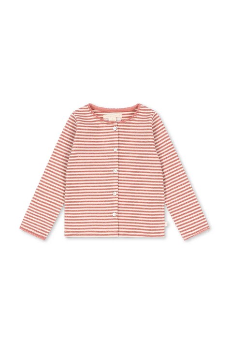 Konges Sløjd Kardigan dziecięcy z bawełną ROLI STRIPE CARDIGAN OCS różowy KS107377