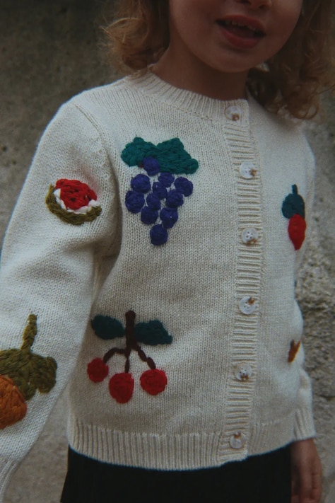 Konges Sløjd Kardigan za djecu s vunom FRUITY CARDIGAN bež KS106029