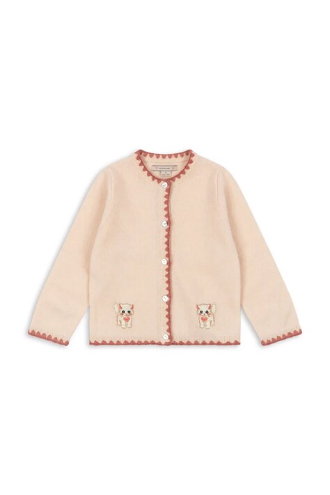 Konges Sløjd Kardigan dziecięcy wełniany COLLETTE CARDIGAN różowy KS105955