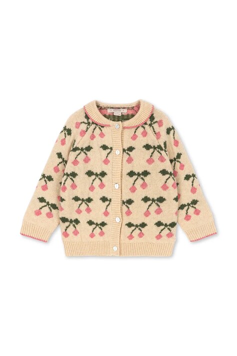 Konges Sløjd Pulover za djecu od vune BELOU COLLAR CARDIGAN bež KS105907