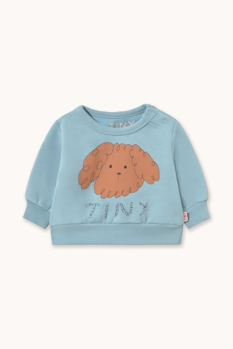 Tinycottons Bluza dziecięca bawełniana CURLY DOG GRAPHIC BABY SWEATSHIRT niebieska AW26-486