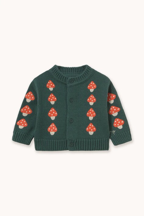 Tinycottons kardigan dětský bavlněný MINI MUSHROOMS BABY CARDIGAN zelený AW26-103