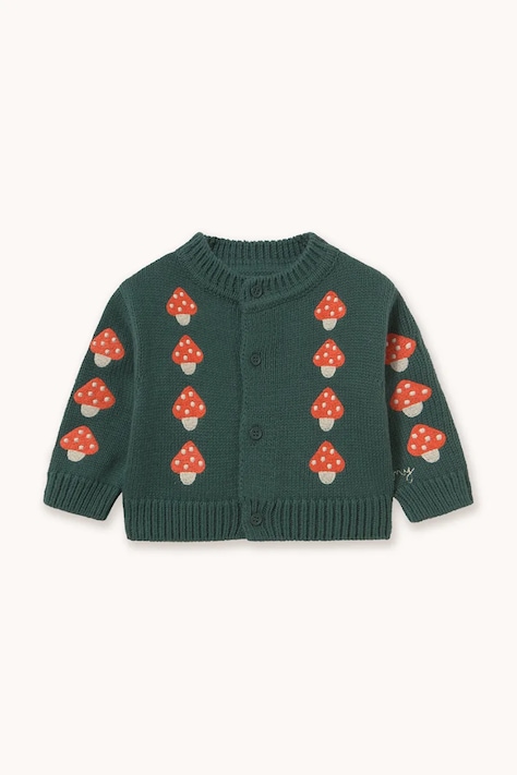 Tinycottons kardigan dětský bavlněný MINI MUSHROOMS BABY CARDIGAN zelený AW26-103