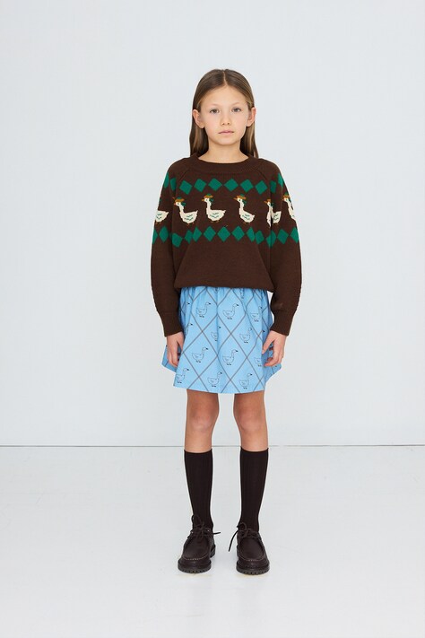 Tinycottons Sweter dziecięcy wełniany GREEN GEESE SWEATER brązowy AW26-145