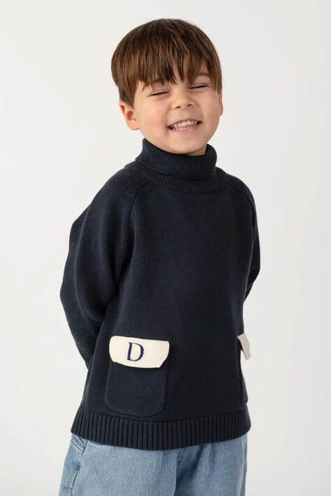 Donsje Golf dziecięcy bawełniany Stenn Sweater granatowy 4128900