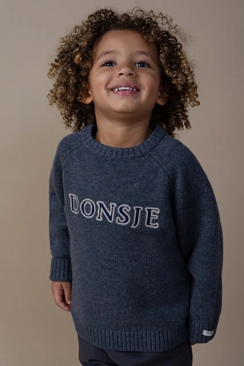 Donsje Sweter dziecięcy z wełny merino Fionn Merino Wool Sweater szary 4103500