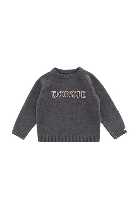 Donsje Sweter dziecięcy z wełny merino Fionn Merino Wool Sweater szary 4103500