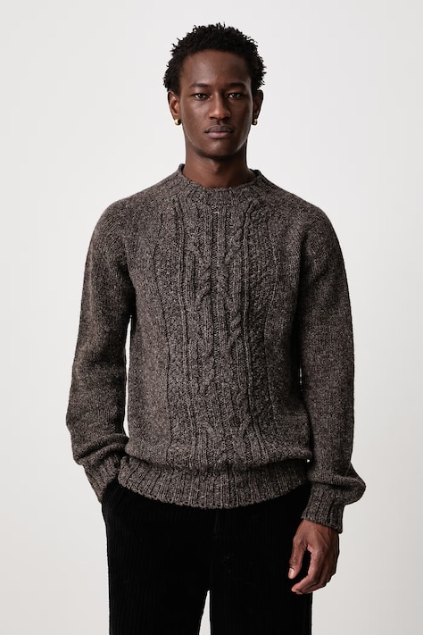 Barbour Sweter wełniany męski brązowy MKN1766BR51