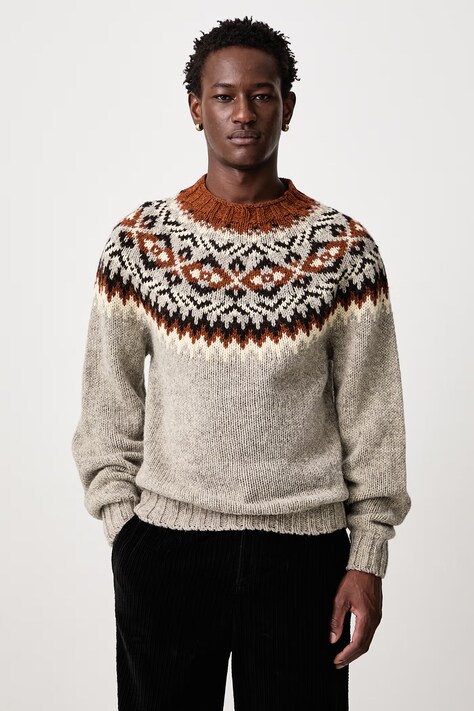 Barbour Sweter wełniany męski szary MKN1764GY52