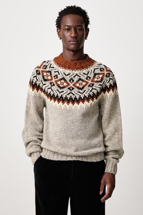 Barbour Sweter wełniany męski szary MKN1764GY52
