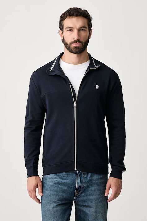 U.S. Polo Assn. Bluza rozpinana męska z bawełną Luxe DHM Zip Through Funnel granatowa MUP3368