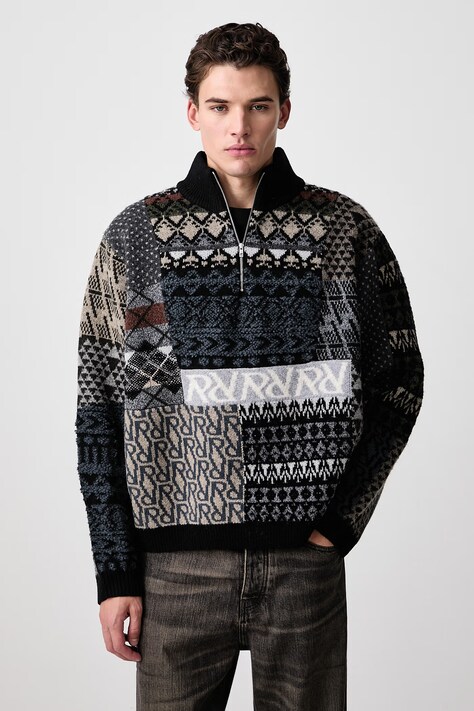 Represent Sweter z wełną męski multicolor MLM101019