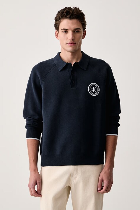 Calvin Klein Jeans Sweter męski z bawełną granatowy LV04RH318G