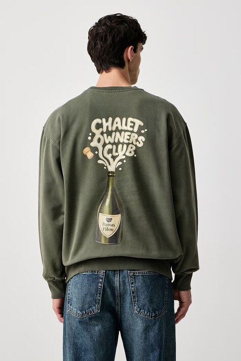 Baron Filou Bluza oversize męska bawełniana zielona 000017162