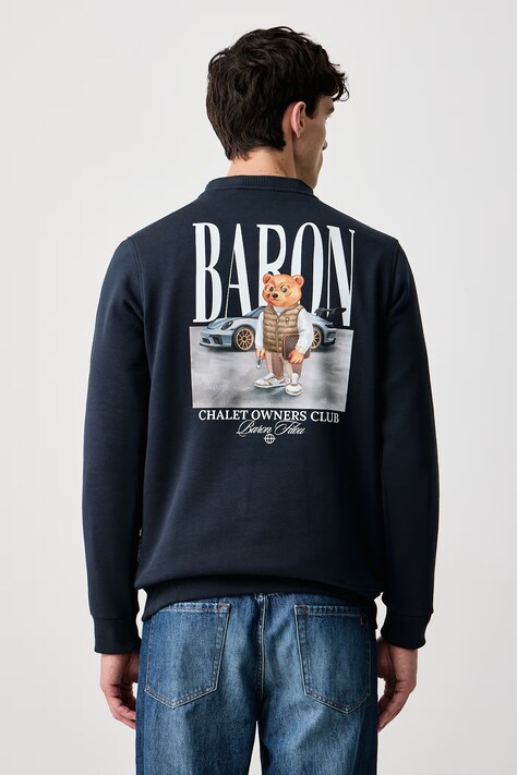 Baron Filou Bluza męska z bawełną granatowa 000016945