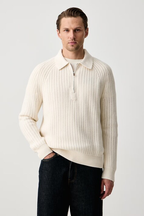 Michael Kors Sweter męski z wełną beżowy CF660M3JWP
