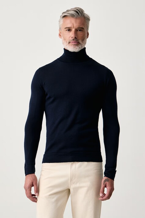 Lindbergh Sweter męski z wełną merino granatowy 30.81068