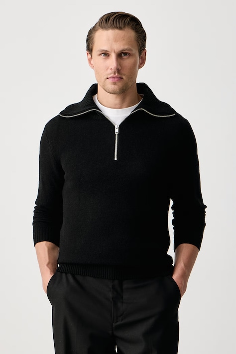 Lindbergh Sweter męski z wełną czarny 30.800233