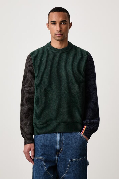 Barbour X PAUL SMITH sweter wełniany męski zielony MKN1795GN75