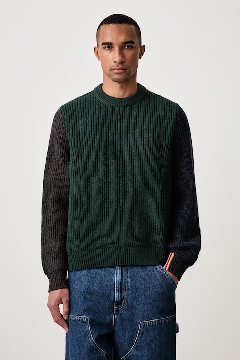 Barbour X PAUL SMITH sweter wełniany męski zielony MKN1795GN75