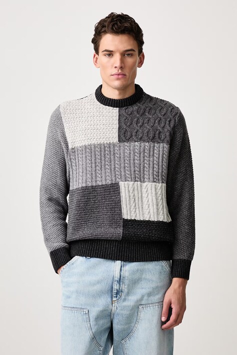 Barbour Sweter z wełną męski szary MKN1763GY79