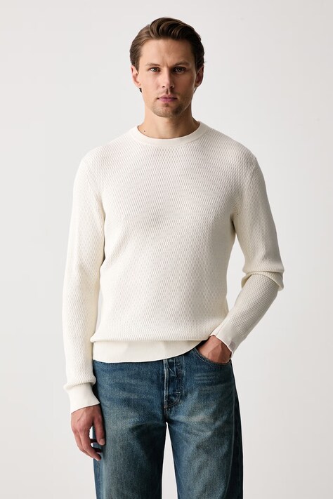rag & bone Sweter męski bawełniany Danton beżowy RH8026F6MCC
