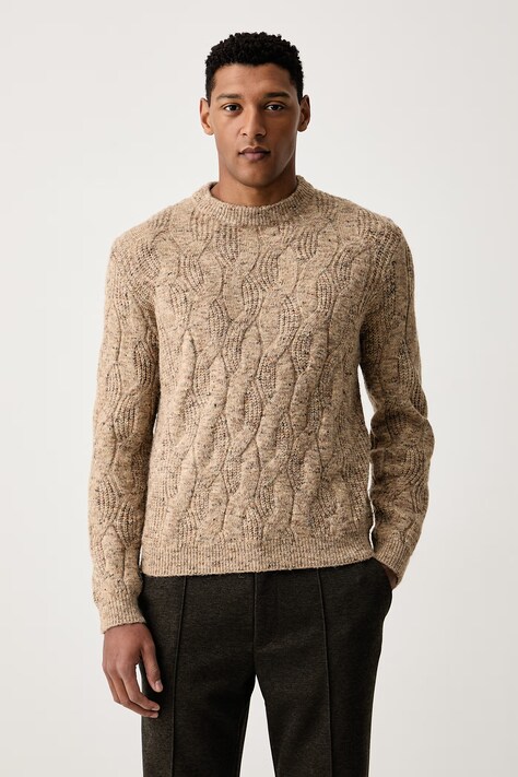 Guess Pulover za muškarce s dodatkom vune Cooper bež M6BR46 Z1664