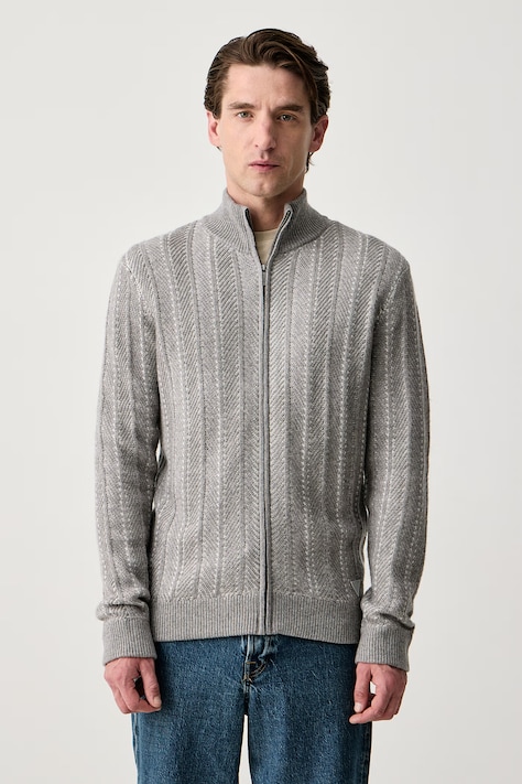 Guess Sweter rozpinany męski z dodatkiem wełny Nash szary M6BR17 Z1365